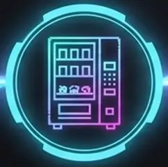 Neon line art illustration of a smart vending machine